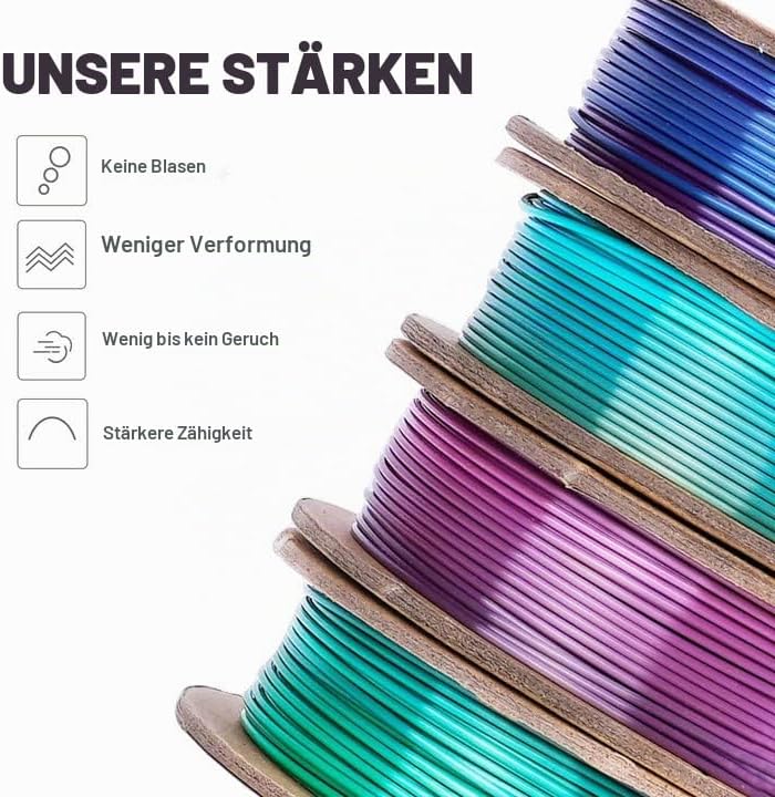 ERYONE Silk Rainobw PLA Filament PLA 1.75mm, 3D-Drucker Silk PLA Filament,+/- 0,03 mm,0.25kg /Spule