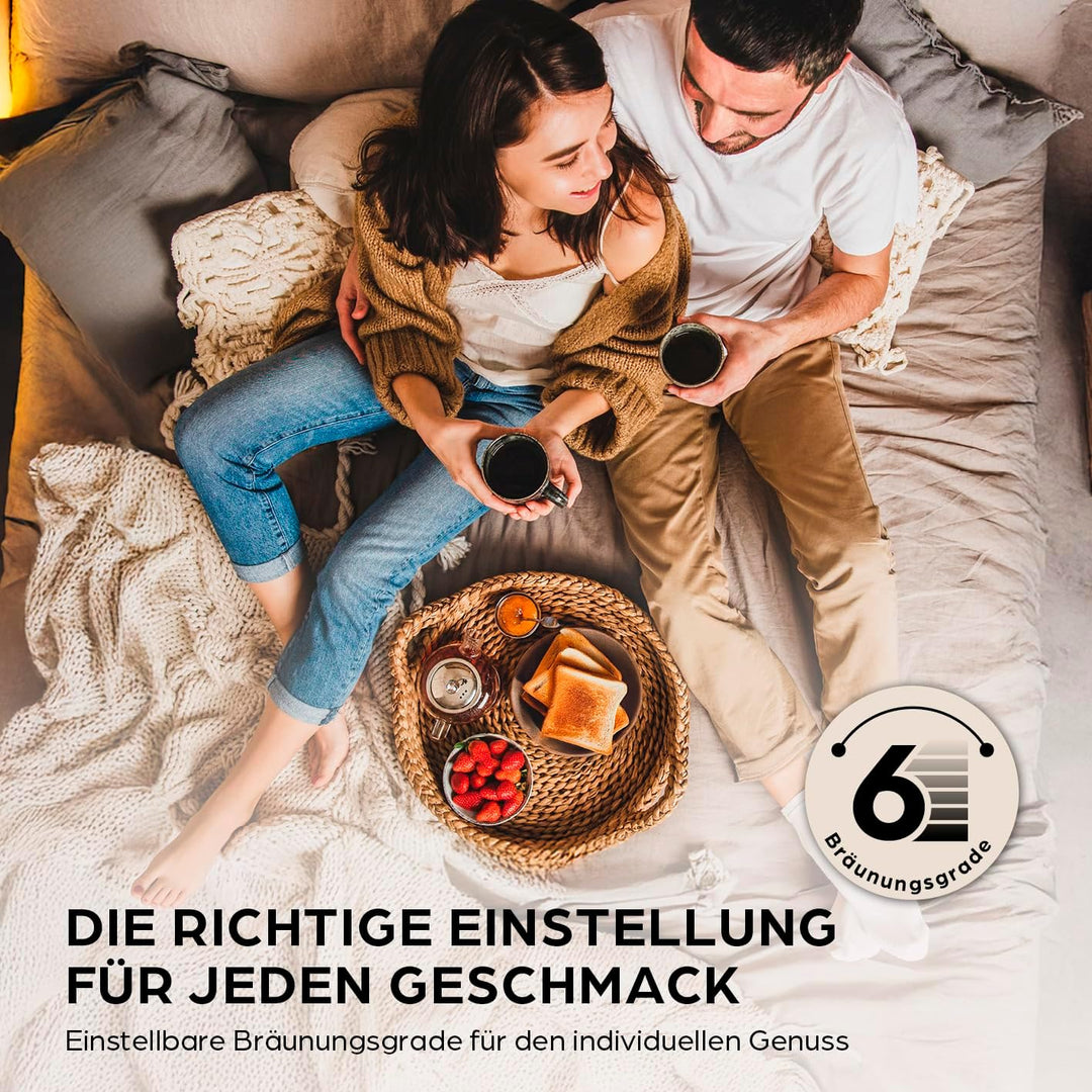 GOURMETmaxx Toaster Kurzschlitz für 2-Scheiben | Toaströster Anthrazit mit 6 Bräunungsgraden und Rea