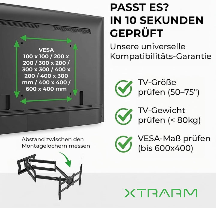 TiTon 100 cm TV-Wandhalterung mit langem Gelenkarm 50 Zoll Biz 75 Zoll – voll beweglich dreh-, Schwe