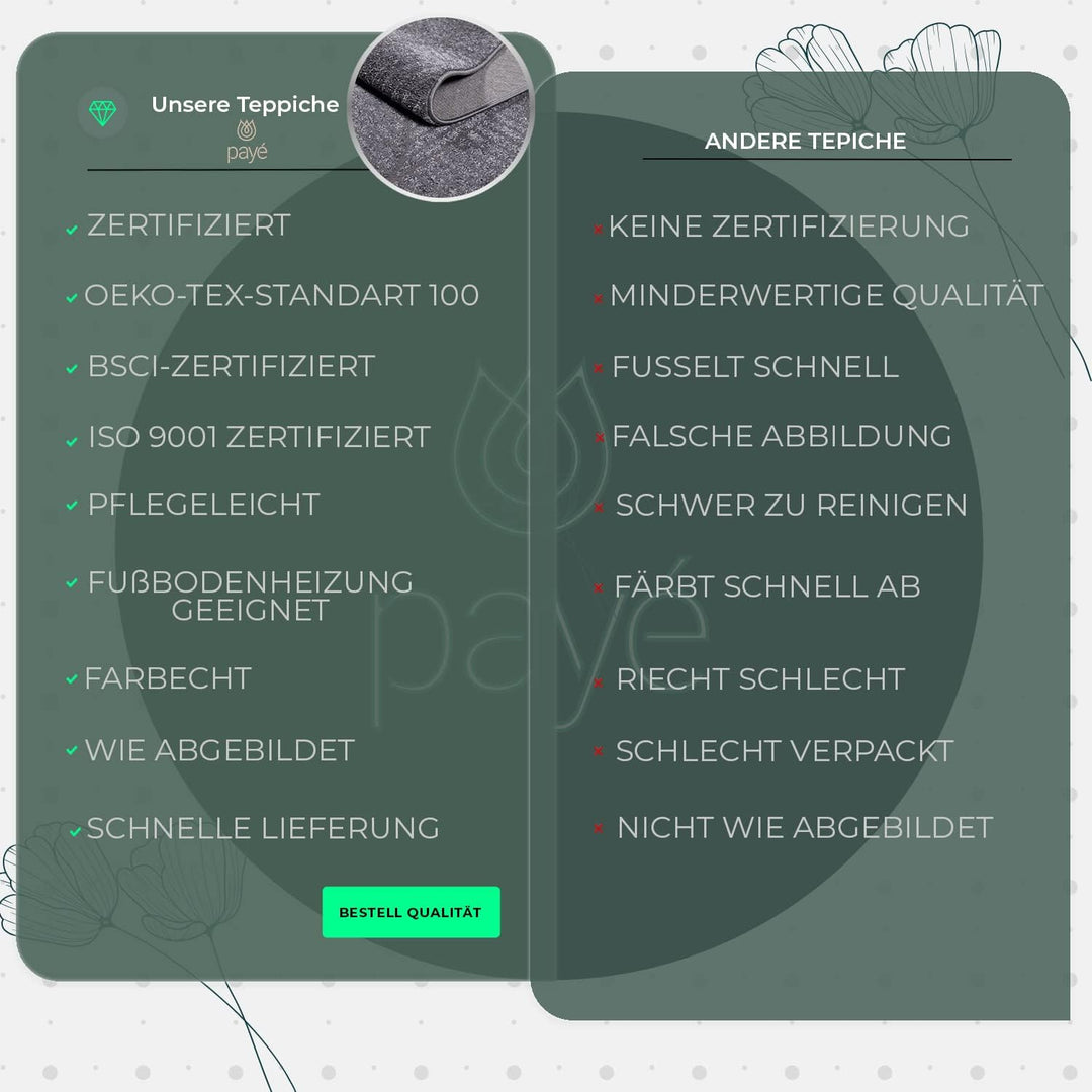 payé Teppich Wohnzimmer Einfarbig - 120x160cm - Grau Uni Geometrisch Wellen Muster Modern Kurzflor D