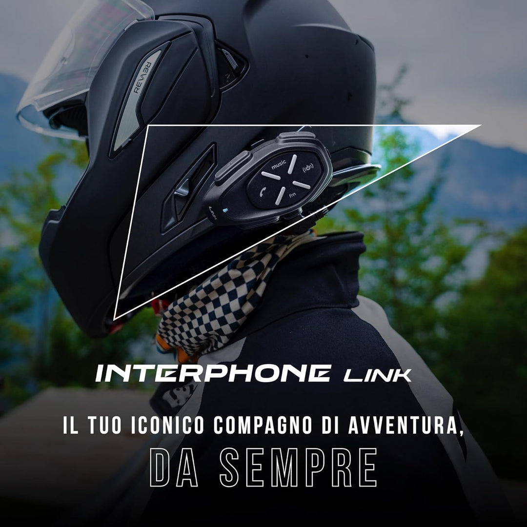 Interphone LINK - Einzelpack - Bluetooth-Kommunikationssystem für Motorräder - Bis zu 2 Reiters, 300