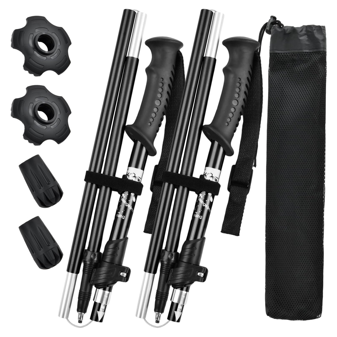 Wanderstöcke Faltbar, Wanderstöcke Teleskop Verstellbar 110-130 cm, Nordic Walking Stöcke Damen und