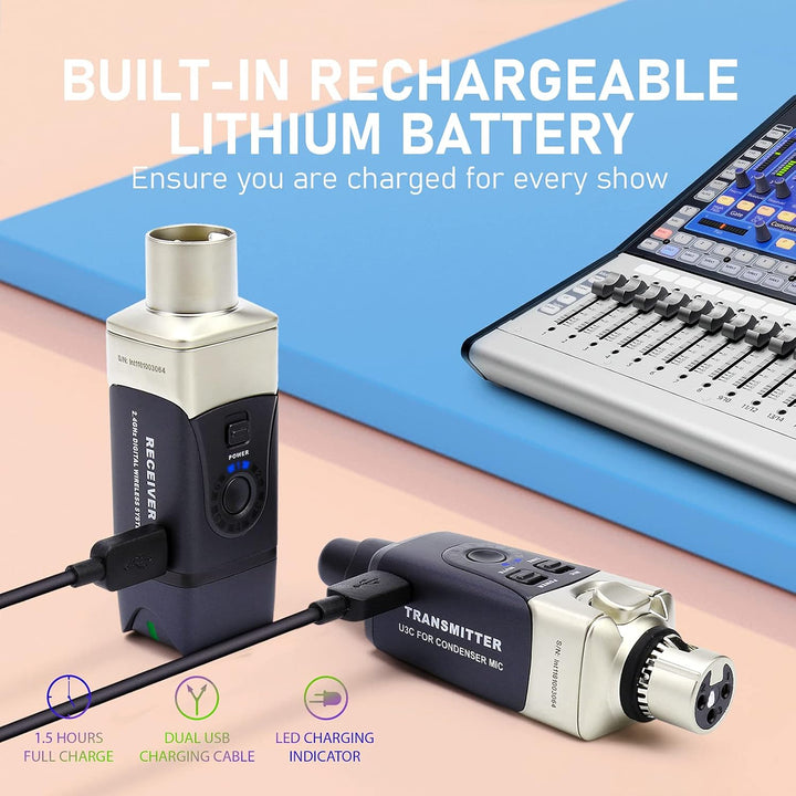 Xvive U3C Wireless Mikrofon System 2.4G Wireless XLR Mikrofon Sender Empfänger für Kondensator Mikro