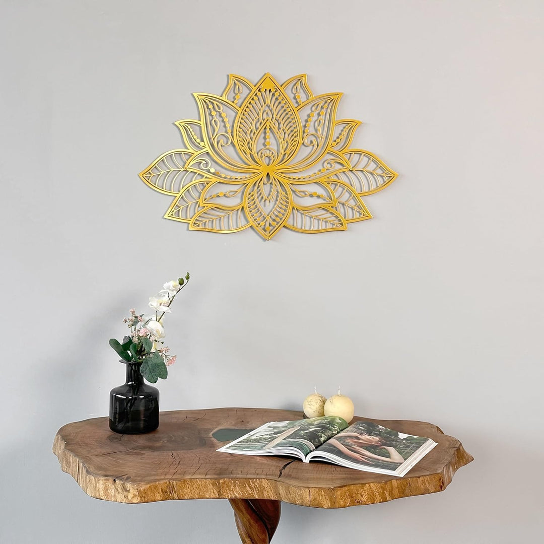 IWA CONCEPT 3D Mandala Metall Wanddekoration | Lotusblume Dekoration für Zuhause | Schlafzimmer Meta