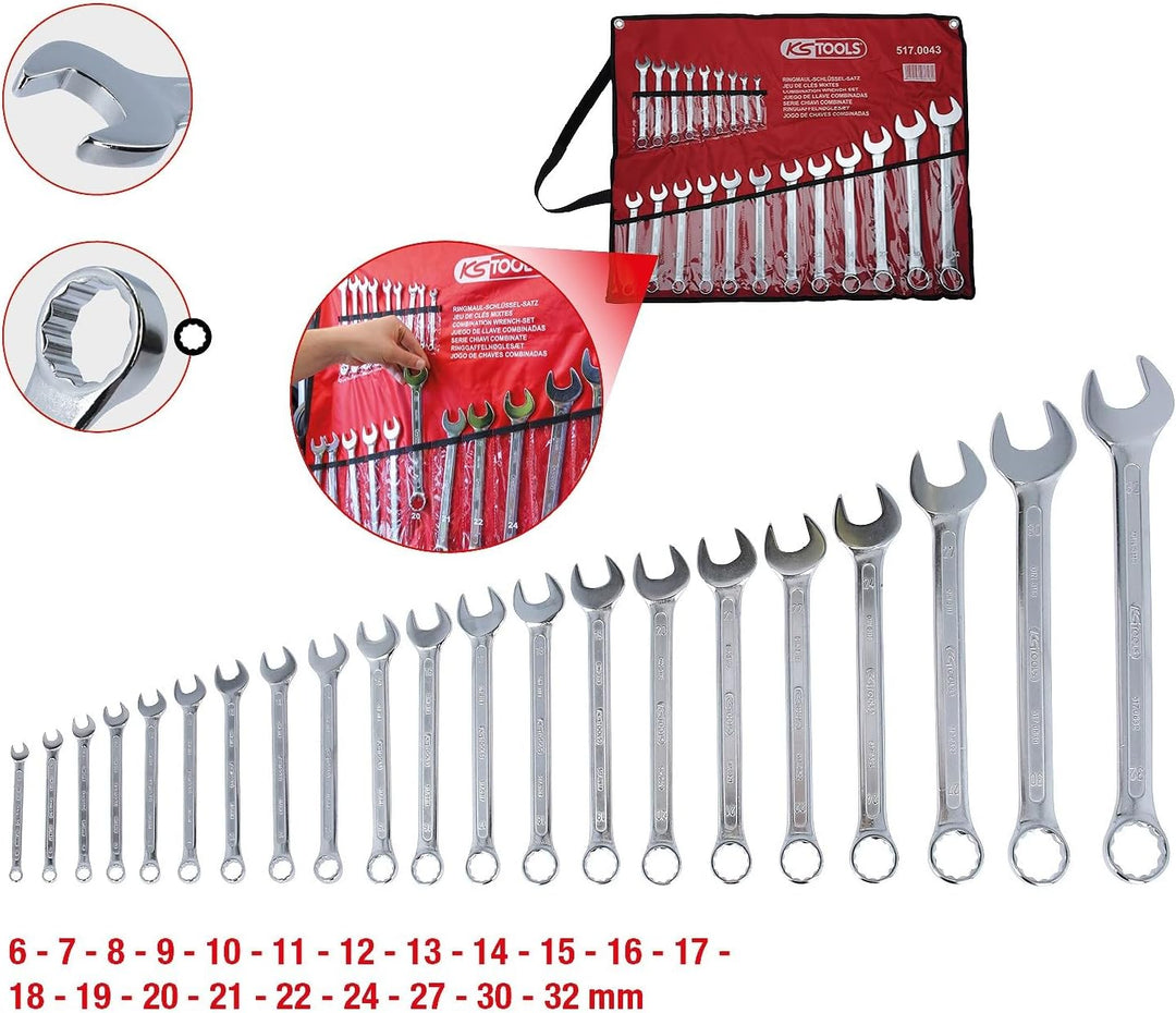 KS Tools 517.0043 Ringmaulschlüssel-Satz, abgewinkelt, 21-tlg 6-32mm