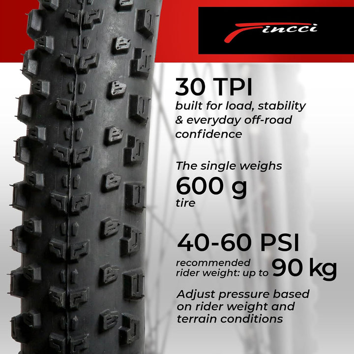 Fincci Reifen 26x1.95 Zoll 50-559 Faltbar Mantel für Rennrad Mountainbike MTB Schlamm Schmutz Offroa
