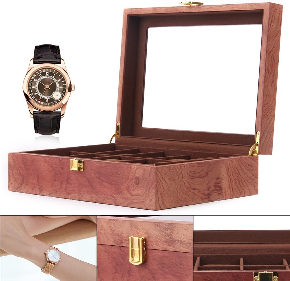 soudesileim 10 uhren aufbewahrungsbox holz, Uhrenbox mit Herausnehmbaren uhrenhalter, watch box mit