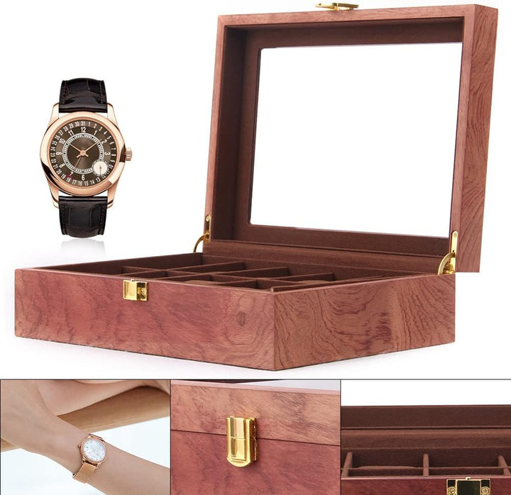 soudesileim 10 uhren aufbewahrungsbox holz, Uhrenbox mit Herausnehmbaren uhrenhalter, watch box mit