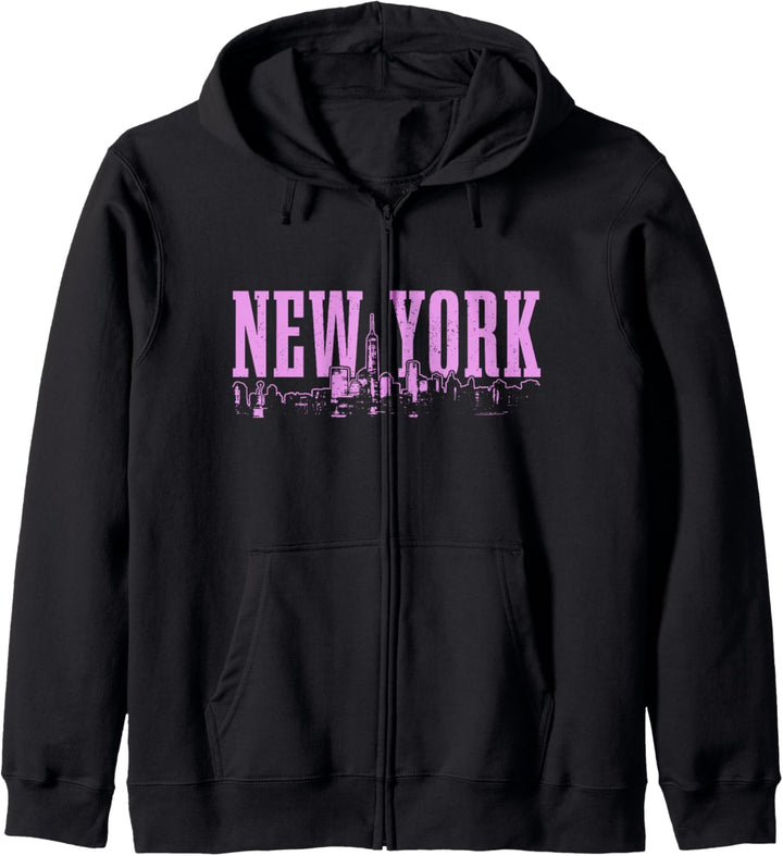 New York City Skyline NY Vintage NYC Damen Mädchen Kapuzenjacke