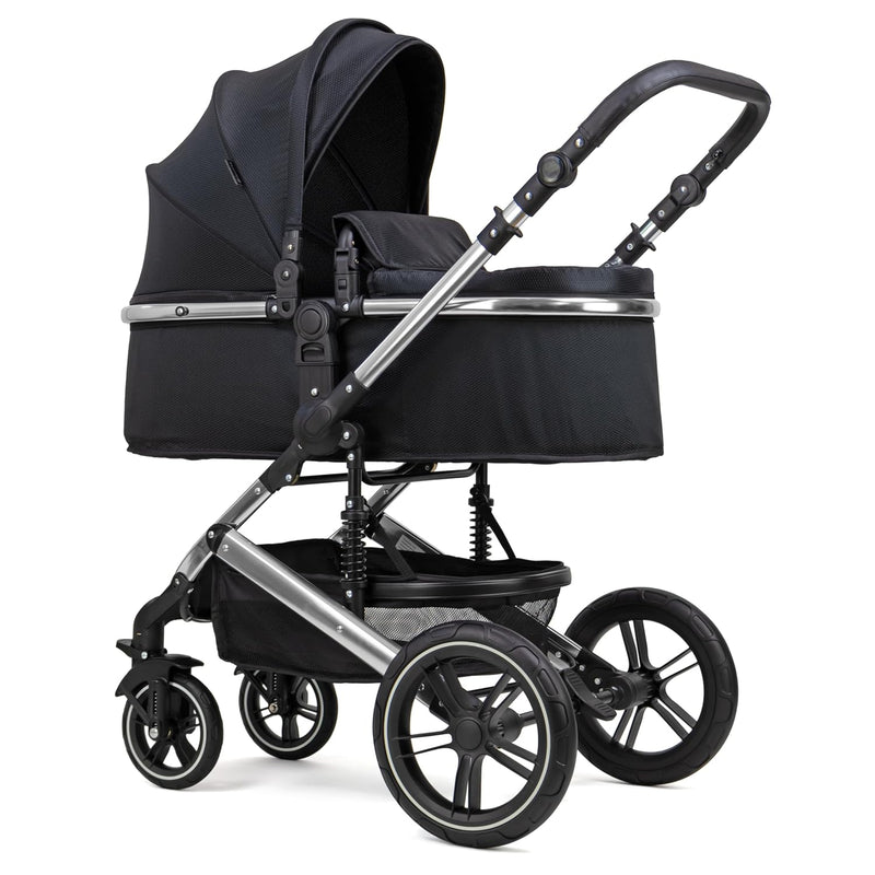 Pixini Kombikinderwagen 2in1 Kalani chrom/schwarz chrom/Schwarz ohne Babyschale, chrom/Schwarz ohne