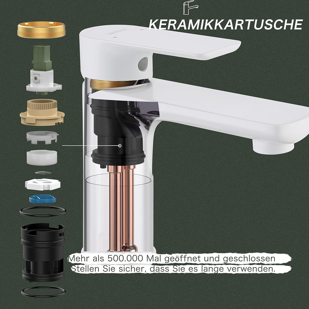 Krobec Einhebelmischer wasserhahn bad,waschtischarmatur mit Wassersparfunktion,wasserhahn gäste wc,W