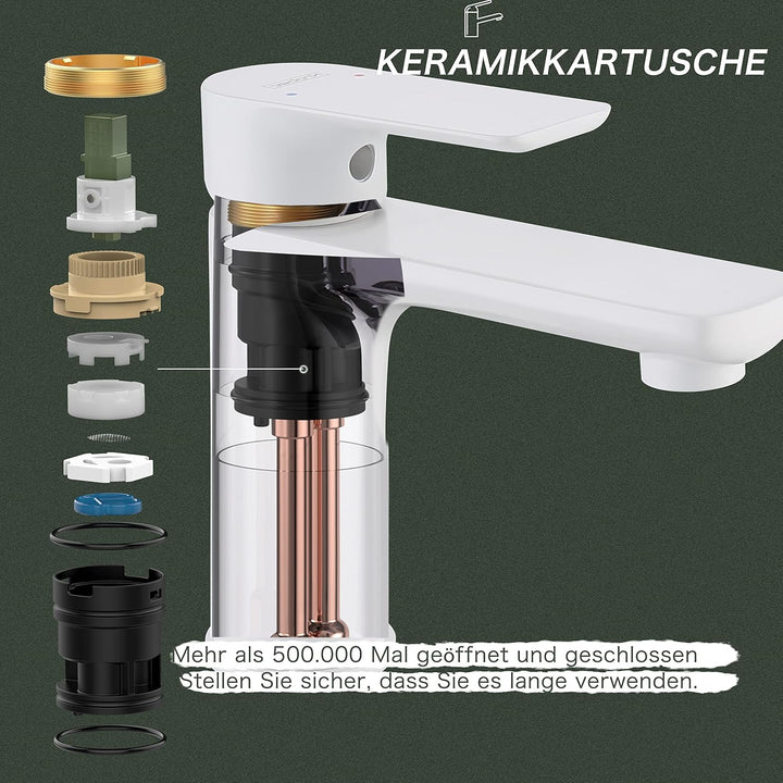 Krobec Einhebelmischer wasserhahn bad,waschtischarmatur mit Wassersparfunktion,wasserhahn gäste wc,W