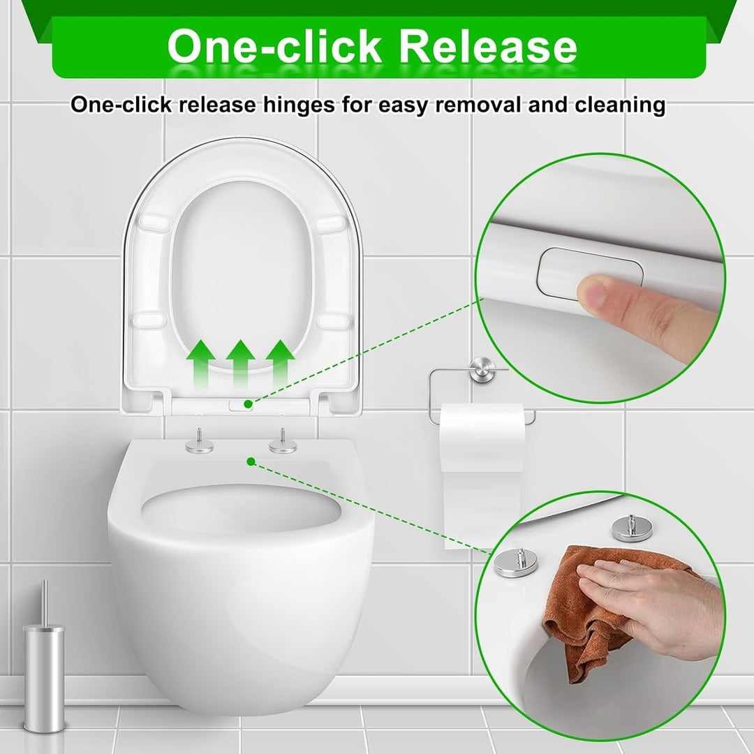 Premium WC-Sitz Toilettensitz mit Absenkautomatik, YOTOREE Toilettendeckel, D Form Duroplast Klodeck
