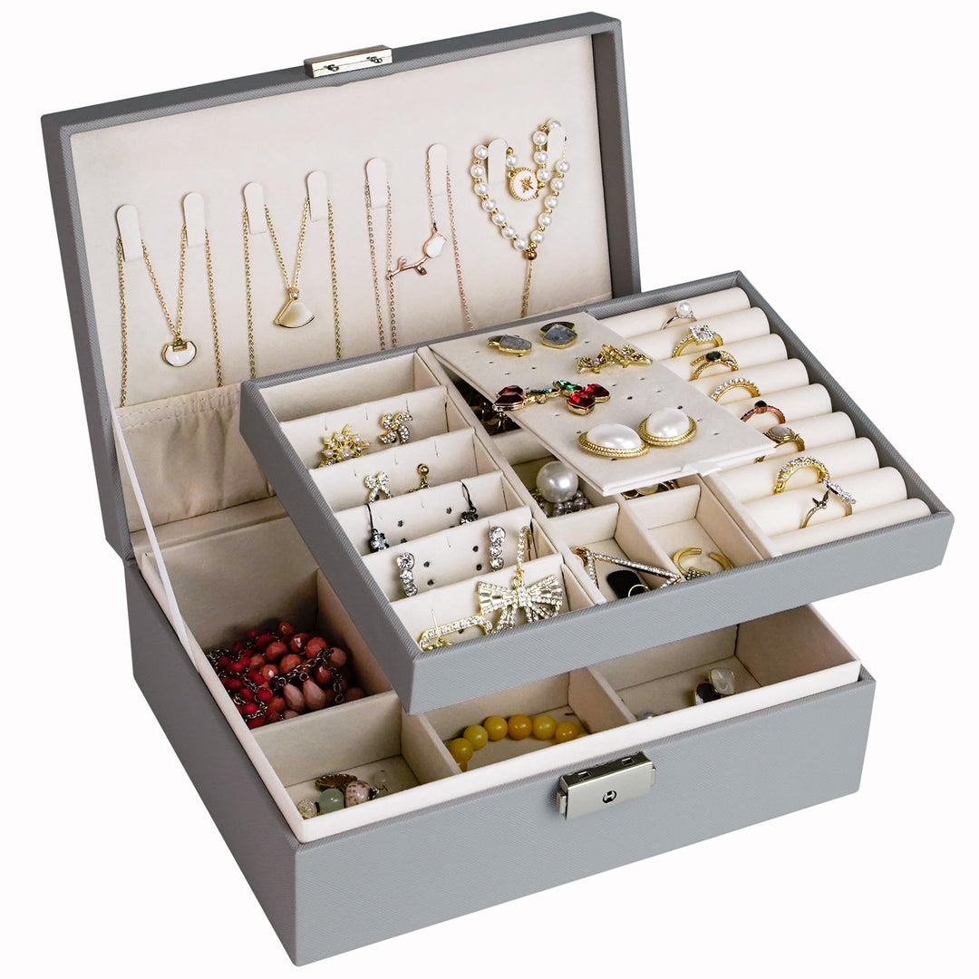 Tiklife Schmuckkästchen Schmuckschatulle Schmuckkasten Reise PU-Leder Schmuck Aufbewahrungsbox für R