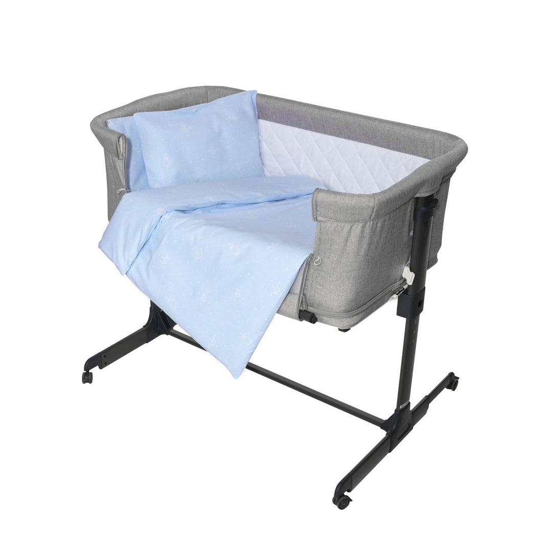 Lorelli Babybettwäsche-Set Eva 5-tlg Decke 75 x 75 cm, Kissen 29 x 42 cm, Bezüge, Farbe:hellblau, He