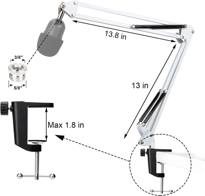 YOUSHARES Weiss Mikrofonarm fur Razer Seiren Mini & V3 Mini - Professionelle Boom Arm mit Schaumstof