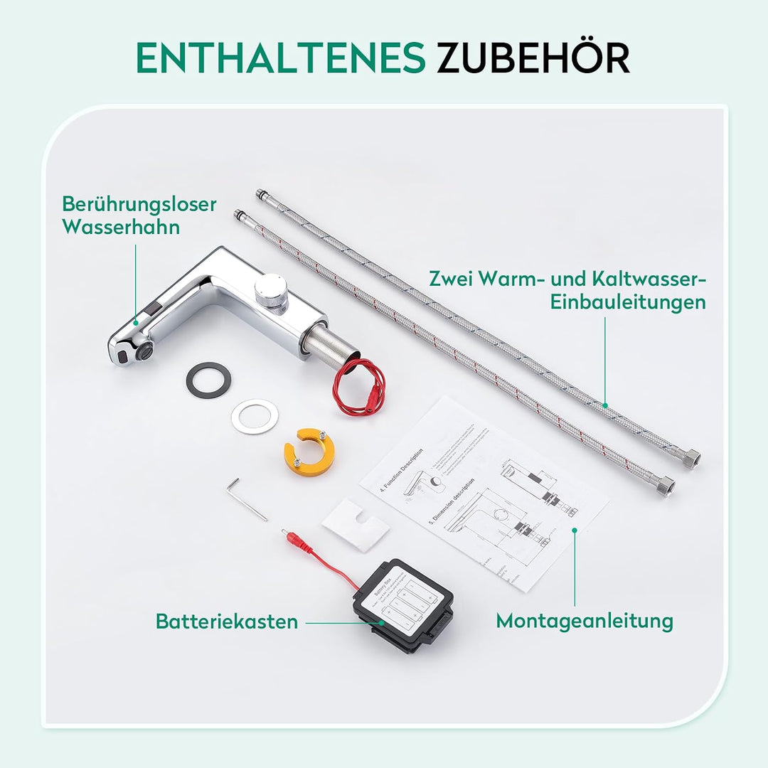 CREA Infrarot Sensor Wasserhahn Bad, Automatisch Sensor Mischbatterie Bad, Berührungsloser Waschtisc