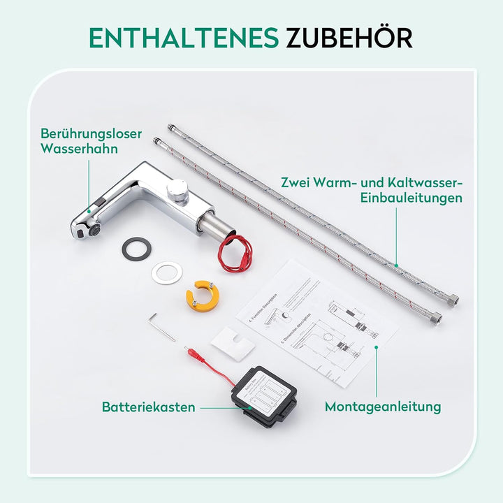 CREA Infrarot Sensor Wasserhahn Bad, Automatisch Sensor Mischbatterie Bad, Berührungsloser Waschtisc