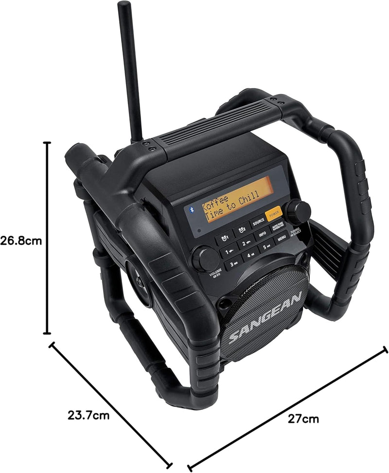 Sangean U-5DBT Baustellen Radio mit Bluetooth | Stossfestes Radio mit DAB+, UKW+, FM, Aux und Blueto