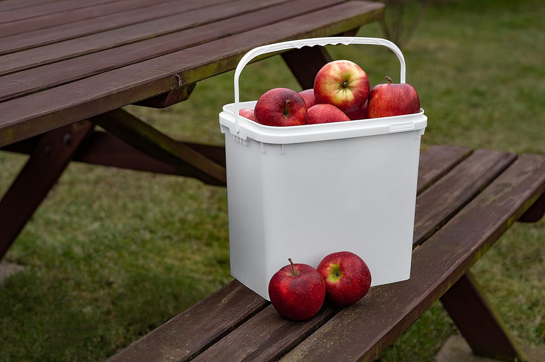 Nipter Eimer mit Deckel 10l, weiss, 10,6 Liter Eimer rechteckig, lebensmittelcht, 5 Stück 10L - 5 St