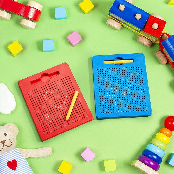 2 Stück Magnetische Zeichenbretter, Magnet Stahlkugel Zeichenbrett mit Stift, Kleine Magnetisches Ze