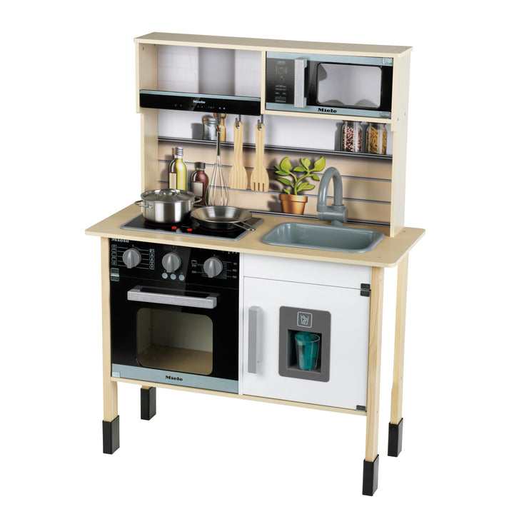 Theo Klein 7186 Miele Spielzeugküche, Holz (MDF), Midi 2, weiss I Holzküche mit Licht- und Soundmodu