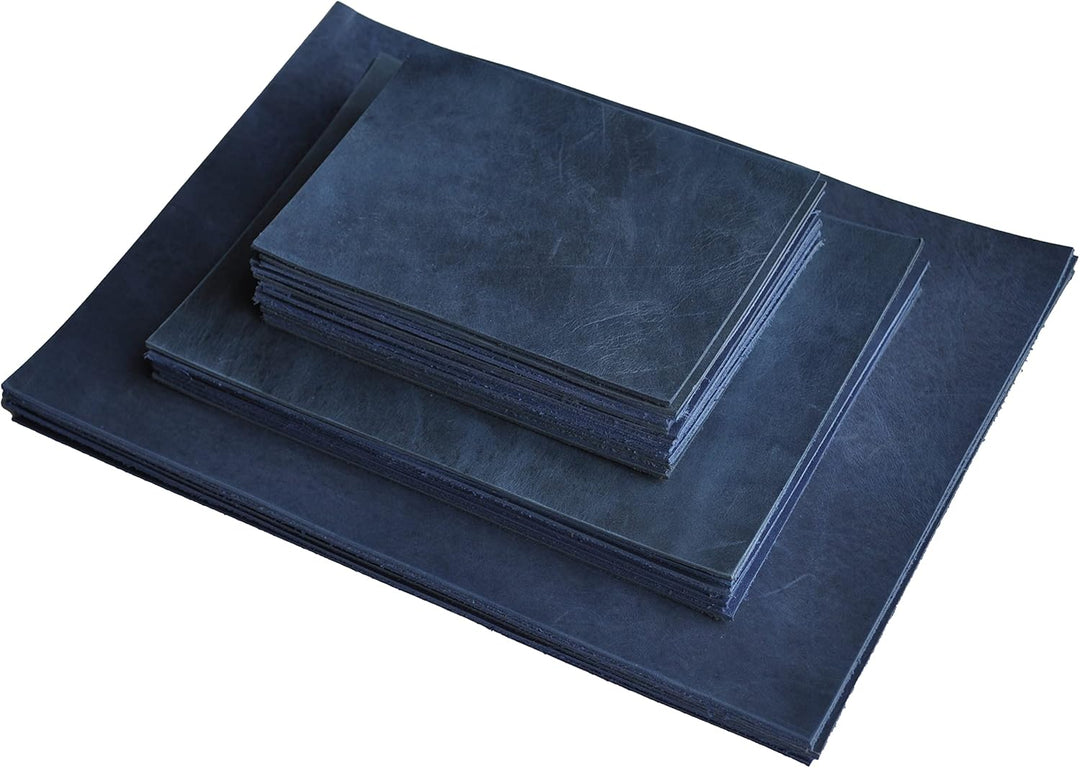 HAPPER STUDIO Rindsleder 2mm Pull-Up Crazy Horse Leder A5 x 6 Stücke (Blau), Blau
