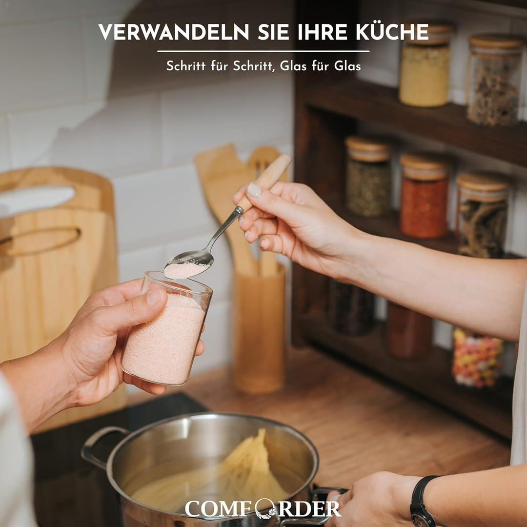 Vorratsgläser mit Deckel Set – Luftdichte Vorratsdosen Glas mit Bambusdeckel, Vorratsbehälter für Me