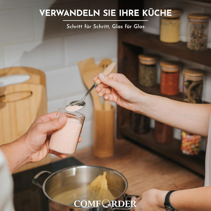 Vorratsgläser mit Deckel Set – Luftdichte Vorratsdosen Glas mit Bambusdeckel, Vorratsbehälter für Me