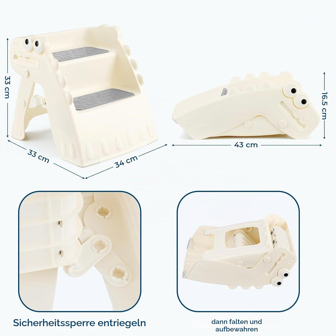 Onasti Klappbarer Tritthocker Kinder, 2-stufiger Rutschfester Hocker für Kinder, ideal für Töpfchen,