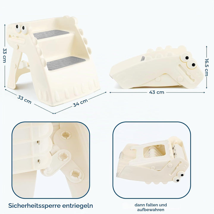 Onasti Klappbarer Tritthocker Kinder, 2-stufiger Rutschfester Hocker für Kinder, ideal für Töpfchen,