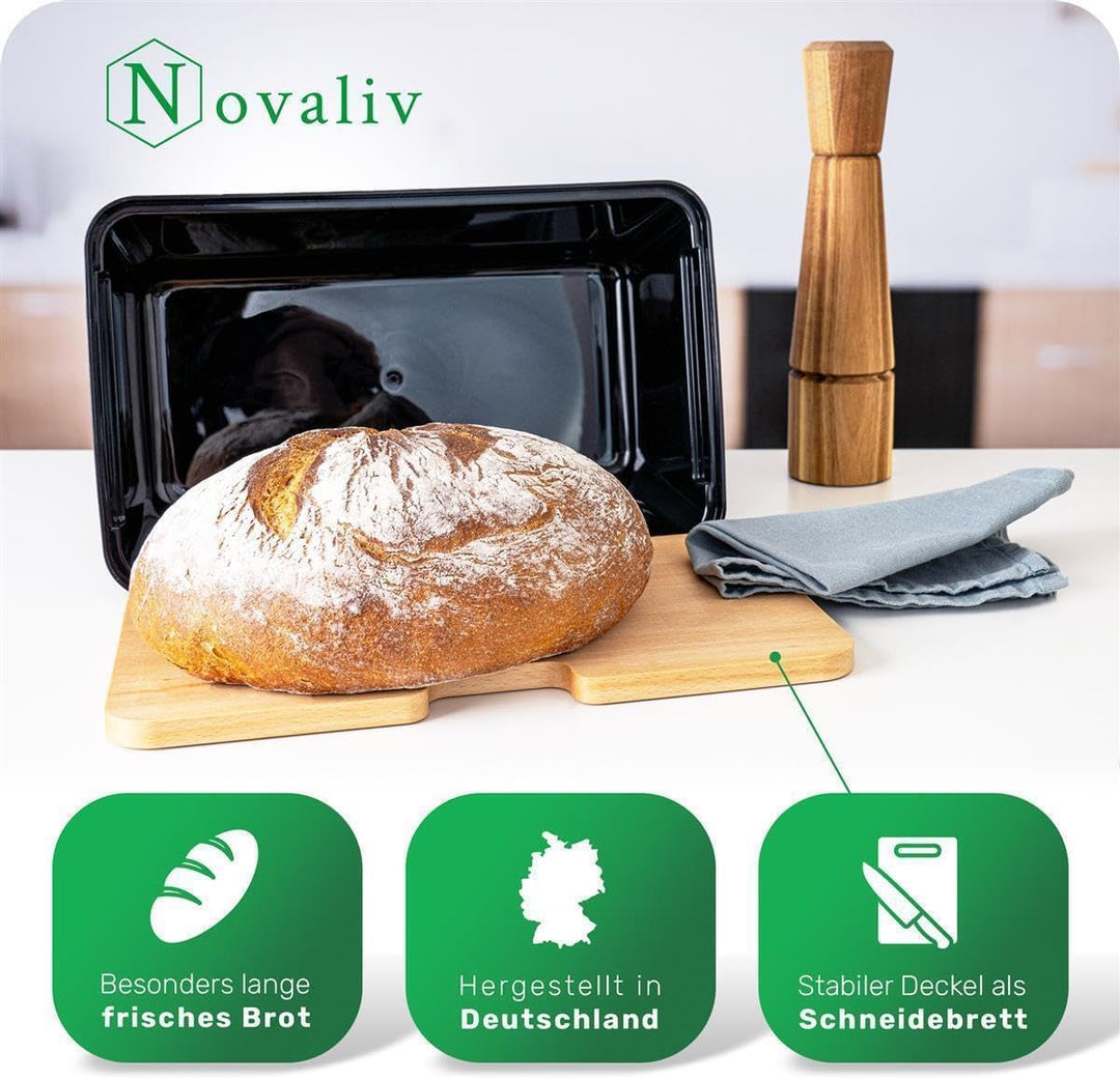 Novaliv 2x Brotkasten mit Deckel 32x20x16,5cm Brotbox für Brotaufbewahrung Brotkasten Holz für Brot