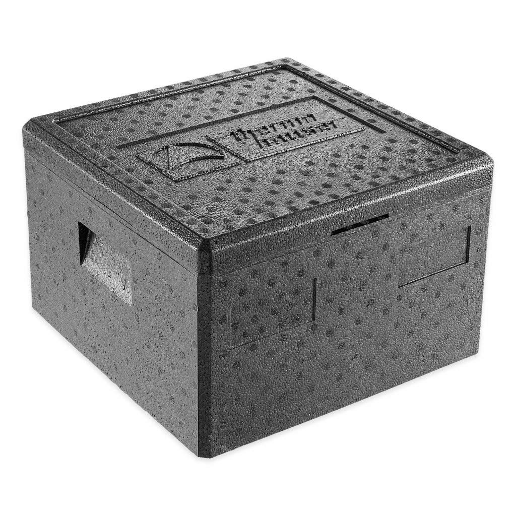 thermohauser EPP-Thermobox Pizza schwarz mit Deckel - 25 Liter - 41 x 41 x 25,5 cm - Pizzabox für Li