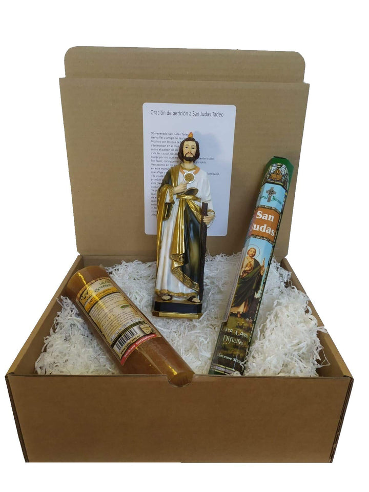 DRW St. Judas mit Gebetskerze und Weihrauch in Geschenkbox (Figur 20 cm)