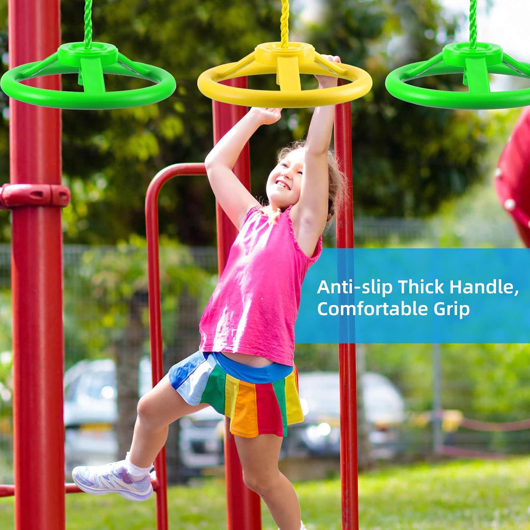 PELLOR Kletterringe Kinder, Lenkradring, Gymnastikringe, Kletterringe für drinnen und draussen Gelb