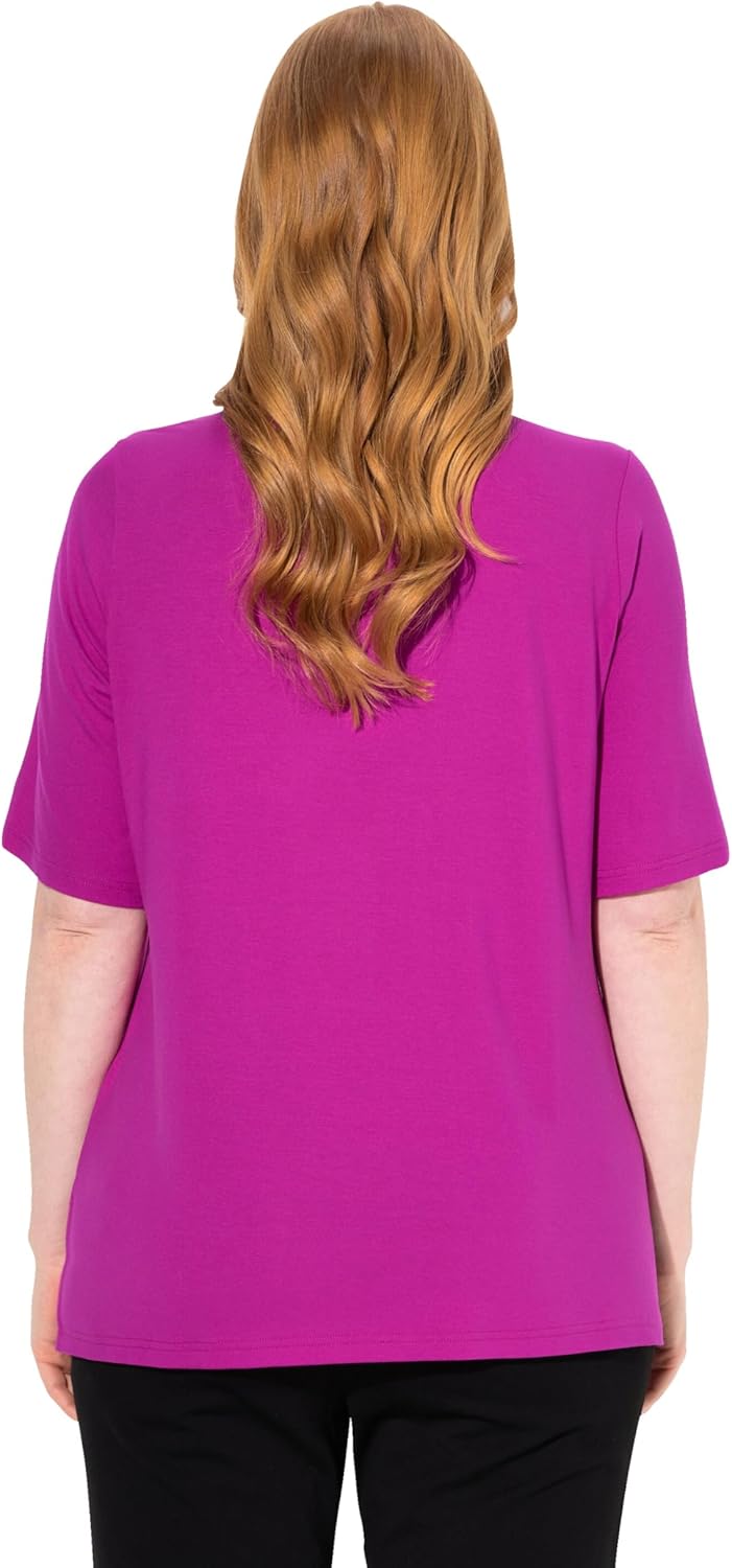 Ulla Popken Damen grosse Grössen Übergrössen Plus Size Shirt 1/2 Arm Doublelayer 820860 42-44 Beere,