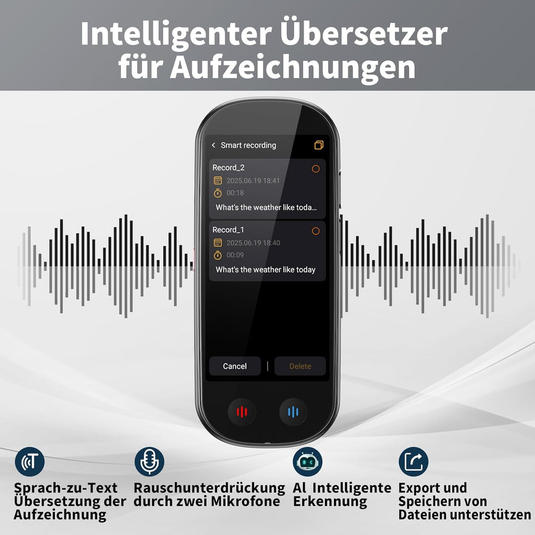 Z9 Sprachübersetzer Gerät,Übersetzungsgerät mit Sprachausgabe Translator,Übersetzer Echtzeit 150 Spr