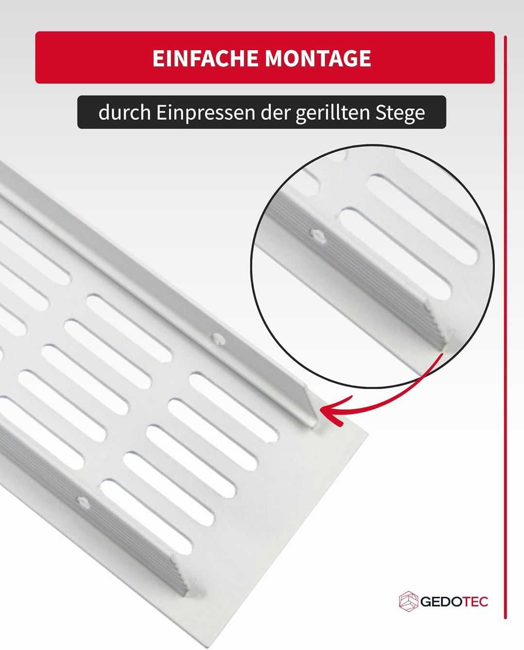 Gedotec Lüftungsgitter rechteckig aus Aluminium - 1 Stück Abluftgitter Weiss matt - Heizungsgitter 5
