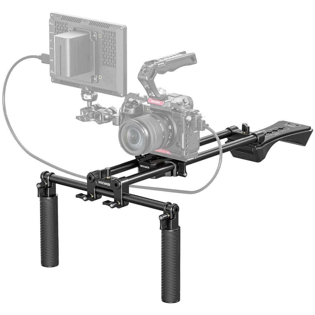 NEEWER Universal Shoulder Rig Set, 16"/40cm Erweitertes 15mm Stange Unterstützung System Kamerastabi