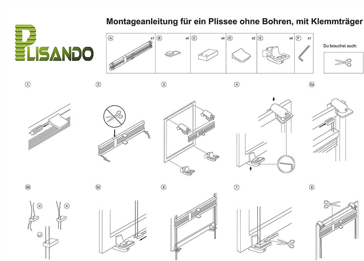 HORIVERT Wabenplissee Weiss 85x80 cm (B x H) mit Klemmträgern, mit Eco Dichtungspads, ohne Bohren, D