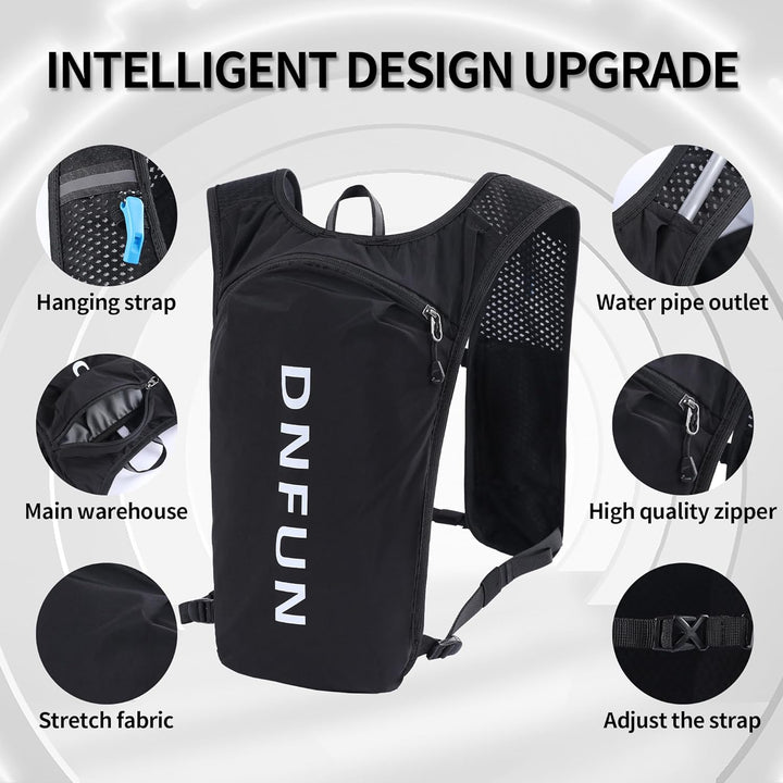 DNFUN Laufweste Damen Herren,verstellbare Trinkweste mit 1.5L Trinkflasche,5L Running Vest Trinkruck