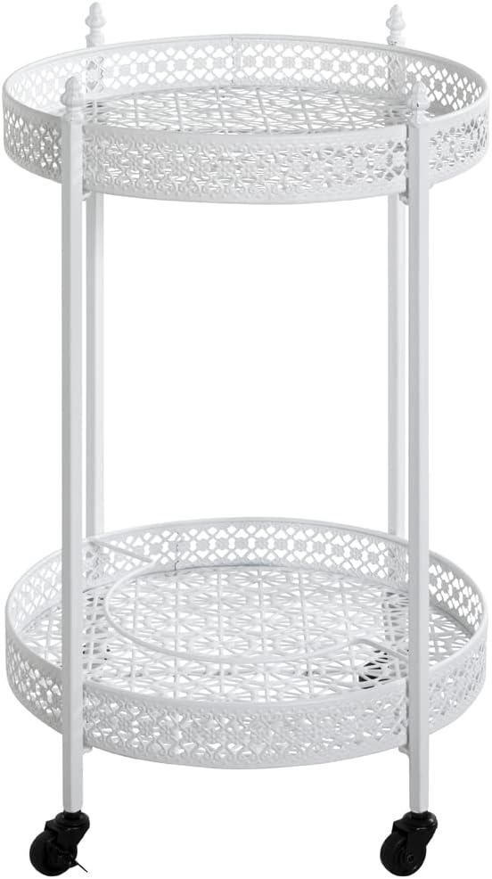 HAKU Servierwagen weiss, Metall - Masse: H 74 cm x Ø 45 cm, Style: Coastal Furniture, Weiss