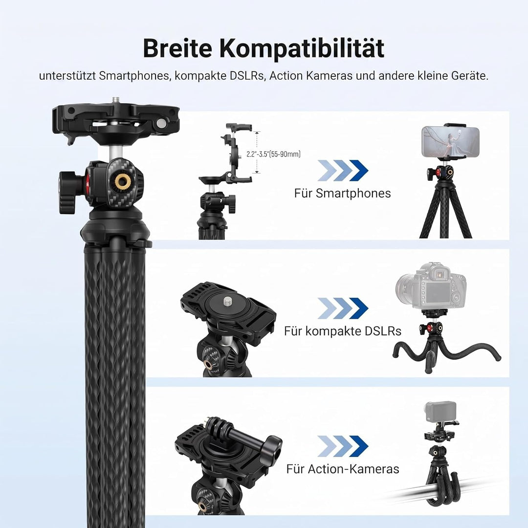 NEEWER Flexibles Handy Stativ, Kleiner Mini Kamera Webcam Tischständer, versteckter Handyhalter und