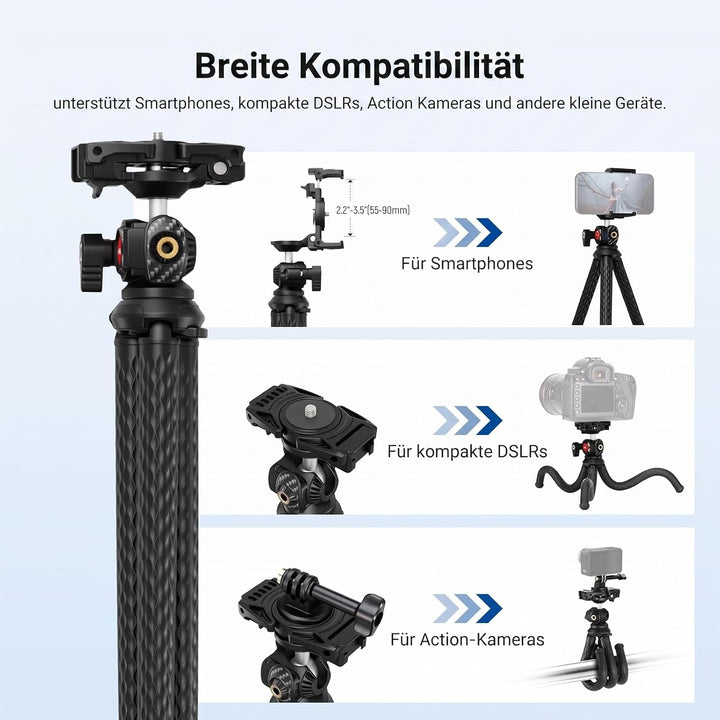 NEEWER Flexibles Handy Stativ, Kleiner Mini Kamera Webcam Tischständer, versteckter Handyhalter und