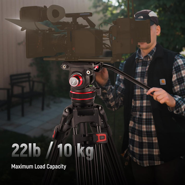 NEEWER 74" Pro Videostativ mit Einstellbarem Dämpfung Fluidkopf,Metall Dual Mode QR Platte,kompatibe