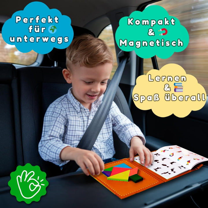 Tangram magnetisch für Kinder ab 3 Jahren – Montessori IQ Spiele & Lernspielzeug im Buchformat – Bes