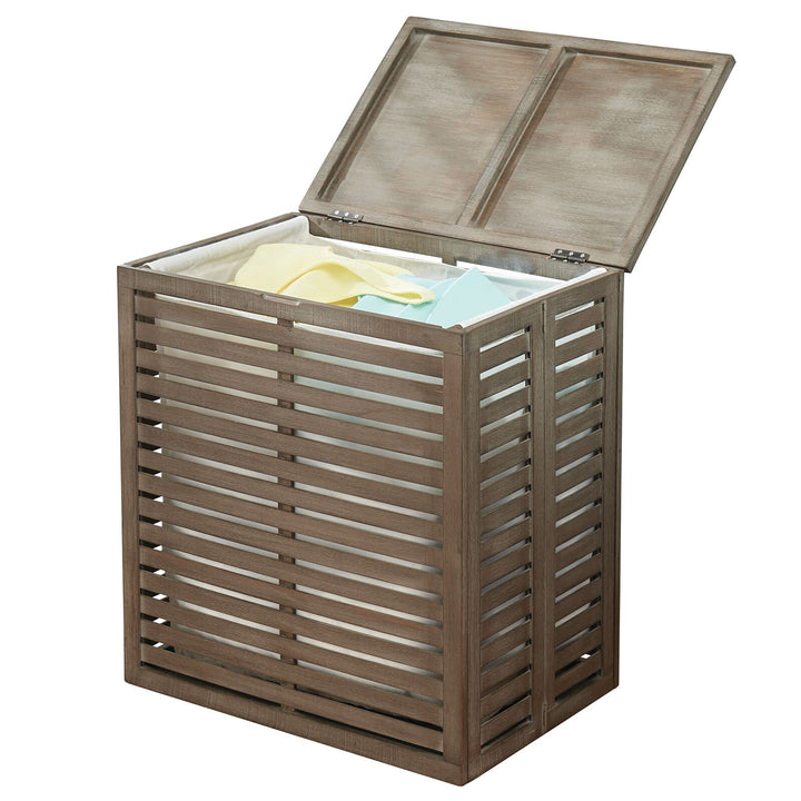 mDesign Bambus Wäschesortierer – faltbarer Wäschekorb mit herausnehmbarem Wäschesack – tragbarer Wäs