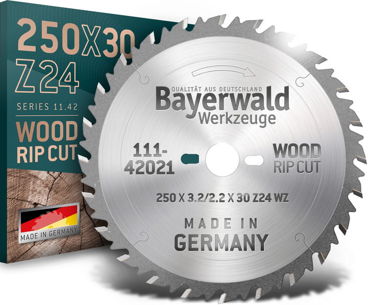 Bayerwald - HM Kreissägeblatt - Ø250 x 3.2/2.2 x 30 (Für Holz, Brennholz etc.) Serie 11.42 | 24 Z Ø