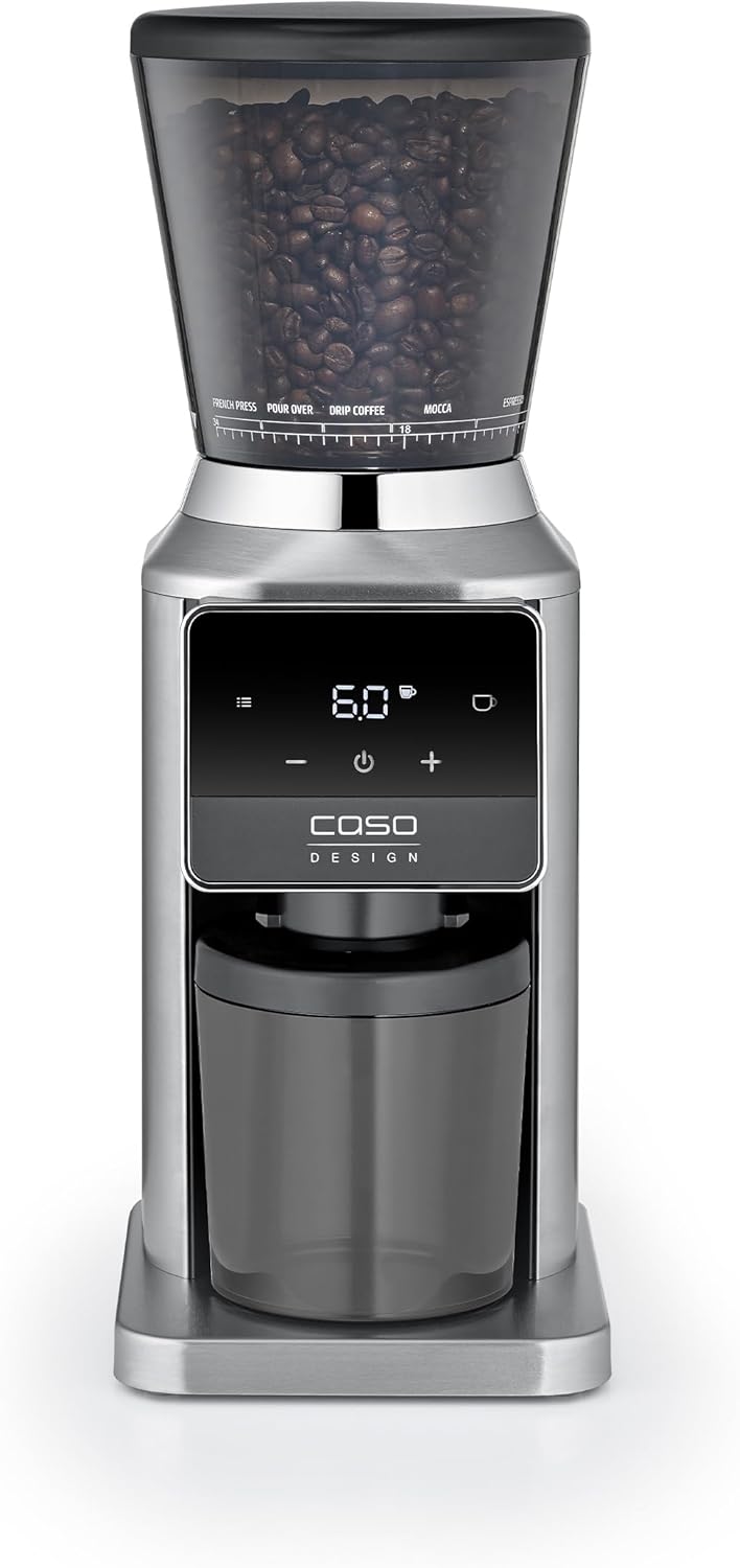 CASO BaristaChef Inox Pro - elektrische Kaffeemühle, mit Siebträgerhalterung