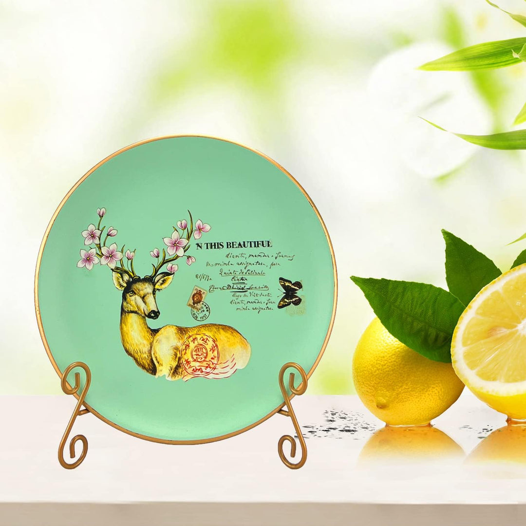 Plate Stand 12 Inch Gold Display Plate Holder, Collapsible Iron Plate Stands for Display, Folding Di